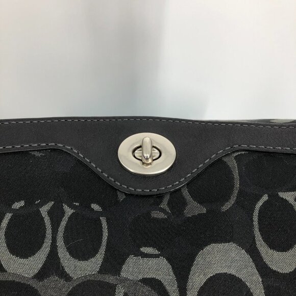 Coach Black Signature  Suede Canvas Turnlock Hobo Purse Shoulder Bag - Picture 7 of 16